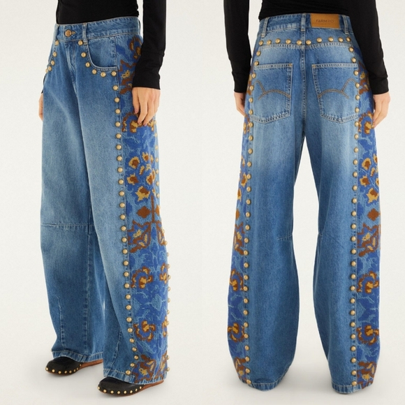 FARM Rio Denim - NWT Farm Rio Denim Metal Details Embroidered High Waist Pants